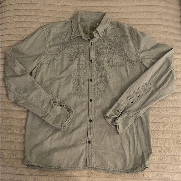 Gray Embroidered Button-Up Shirt Diesel - Picture 1 of 3